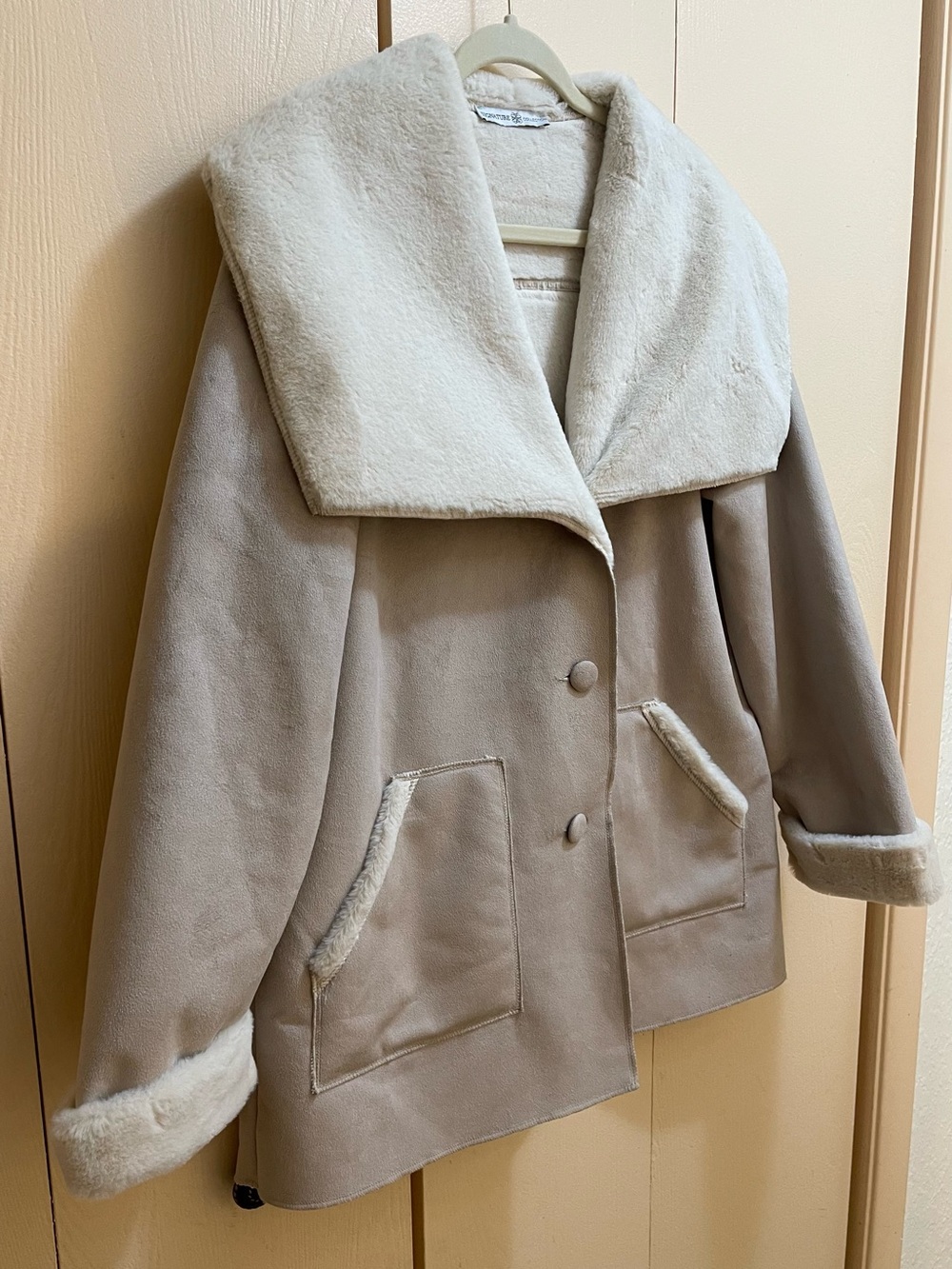 Faux Suede Coat with Faux Fur Trim Avon Signature Collection XL Super Soft - Picture 4 of 10